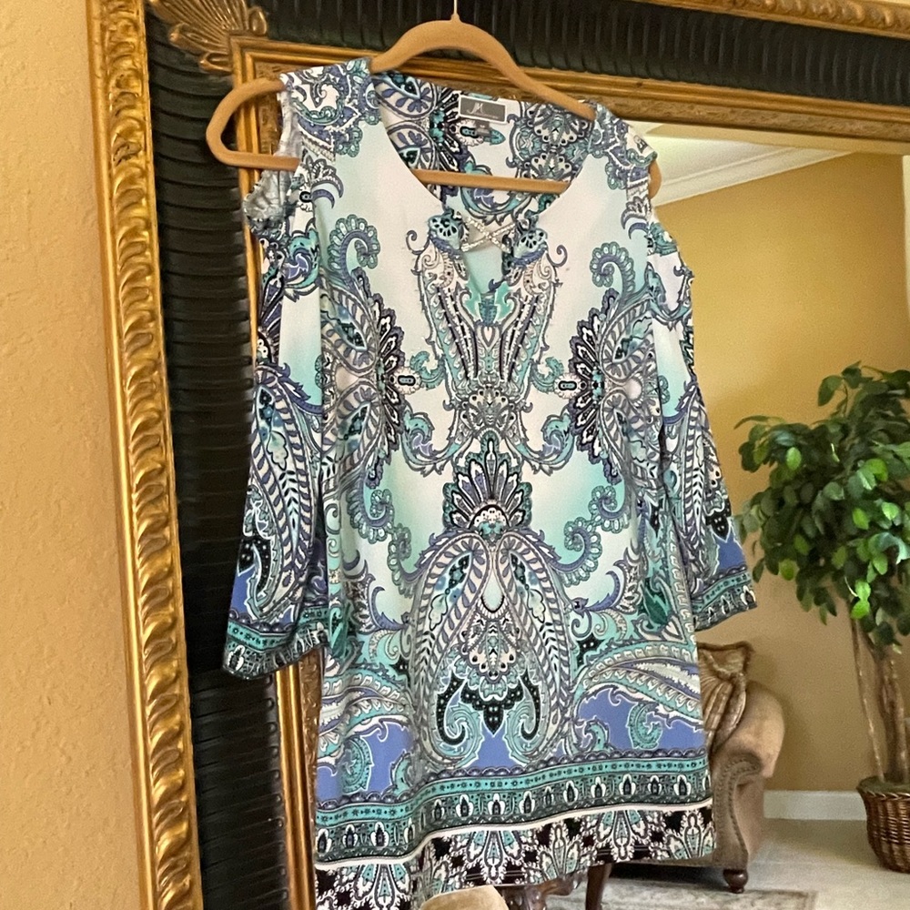 Top with cold shoulders and rhinestones.